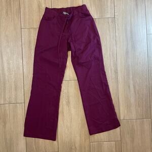 Grey's Anatomy Scrub Pants XXSP Petite Maroon Barco Drawstring Medical Uniform